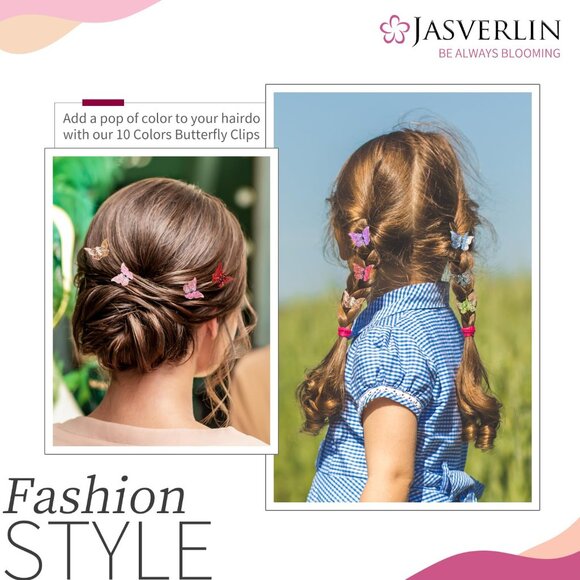 Glitter Mini Butterfly Hair Claw Clips, Sparkly Colorful Hair Accessories for Gi - Picture 5 of 7